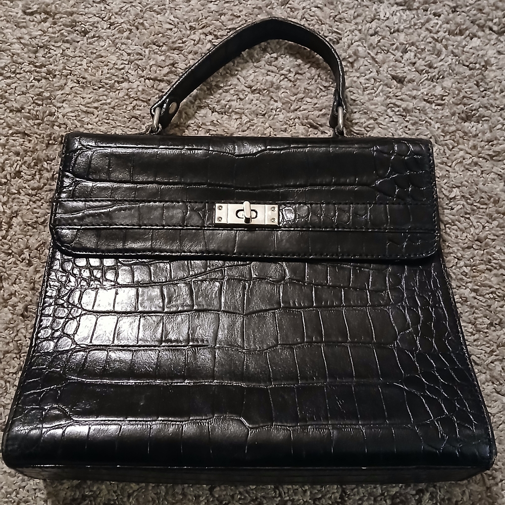 🖤 Vintage Valerie Stevens Croc Embossed “Kelly” Style Satchel 🖤 - Picture 12 of 15